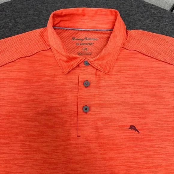 Tommy Bahama IslandZone Polo Shirt Vibrant Coral Performance Golf Large Beach - Picture 6 of 13